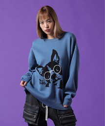 【WEB&DEPOT限定】DankeSchon/ダンケシェーン/W Jacquard DOG KNIT