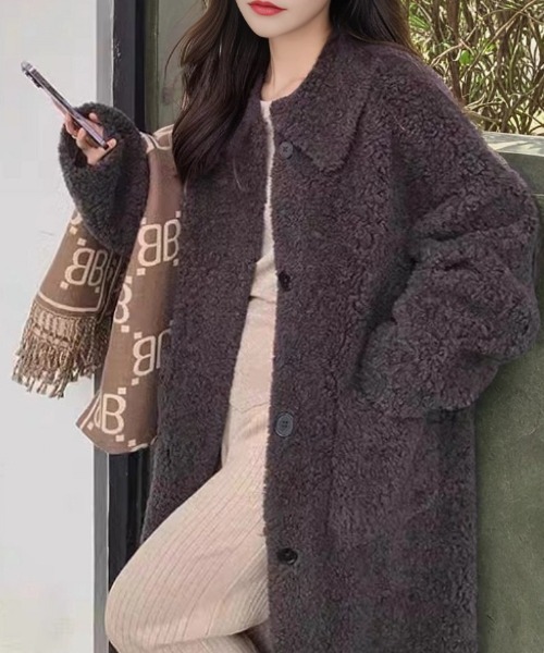 ✨希少✨Lサイズ相当バーバリー ラムウール100% ボアギャングコート コート ラムウールボアコート（その他アウター）｜cammie（キャミー）の