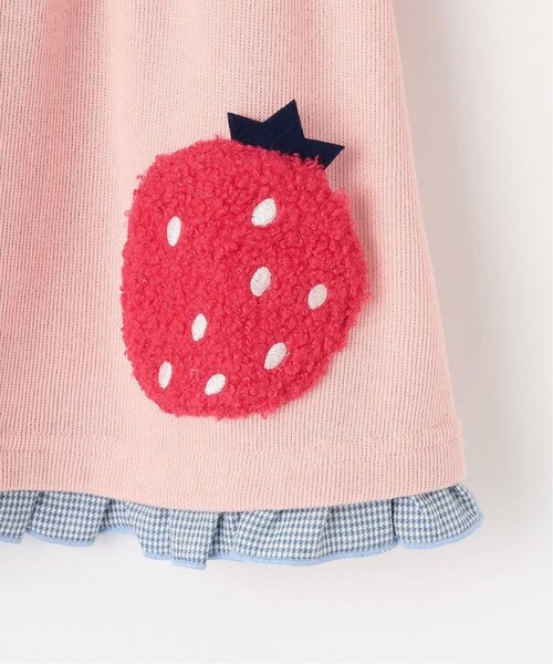 baby cheer（ベイビーチアー）の「イチゴポケットチュニック（チュニック・キッズ・オフホワイト/ホワイト系/ピンク・80ｃｍ/90cm/100cm/110cm/120cm）」の8枚目の写真