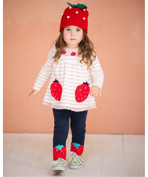 baby cheer（ベイビーチアー）の「イチゴポケットチュニック（チュニック・キッズ・オフホワイト/ホワイト系/ピンク・80ｃｍ/90cm/100cm/110cm/120cm）」の14枚目の写真