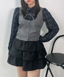 AS KNOW AS plus | ♪リボンデザイン ベストドッキングチェックブラウス セットアップ対応(シャツ/ブラウス)