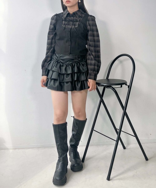 AS KNOW AS plus（アズノゥアズプラス）の「♪リボンデザイン ベストドッキングチェックブラウス セットアップ対応（シャツ/ブラウス・レディース・グレー系その他/ブラック系その他/グレー系その他2/サックスブルー系2/ブラック系その他2・FREE）」の17枚目の写真