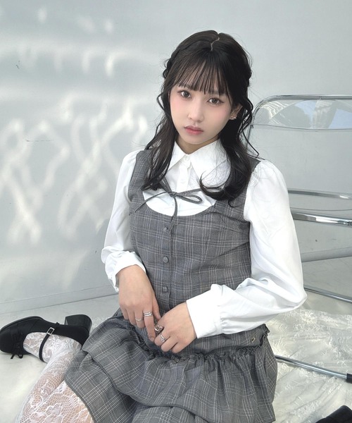 AS KNOW AS plus（アズノゥアズプラス）の「♪リボンデザイン ベストドッキングチェックブラウス セットアップ対応（シャツ/ブラウス・レディース・グレー系その他/ブラック系その他/グレー系その他2/サックスブルー系2/ブラック系その他2・FREE）」の21枚目の写真