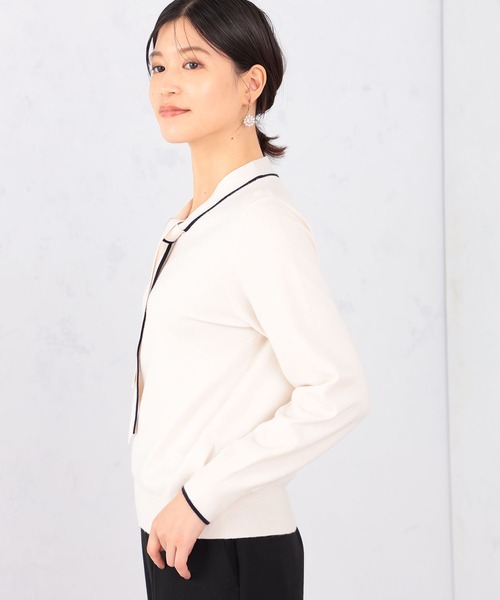 GALLORIA(ギャローリア)の「【キレメクニット】ボウタイニット(ニット/セーター・レディース・オートミール/ネイビー・S/M/L/LL)」の3枚目の写真