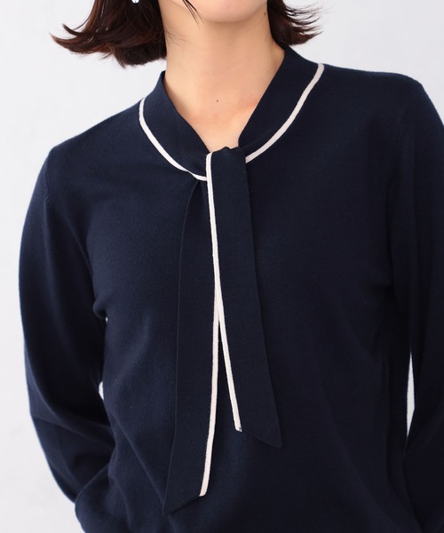 GALLORIA(ギャローリア)の「【キレメクニット】ボウタイニット(ニット/セーター・レディース・オートミール/ネイビー・S/M/L/LL)」の9枚目の写真