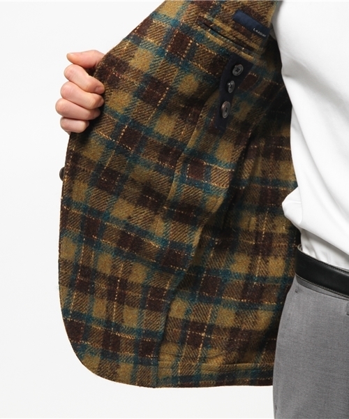 LARDINI ラルディーニ　ツイード　テーラードジャケット　チェック　46 ラルディーニ テーラードジャケット 美品 サイズ46 チェック
