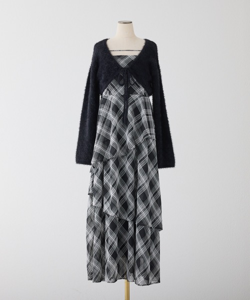 one after another NICE CLAUP（ワンアフターアナザーナイスクラップ）の「ニットボレロ＋ティアードワンピースセット（ワンピース・レディース・グレー系その他/ブラック系その他/ピンク系その他/ベージュ系その他・FREE）」の12枚目の写真