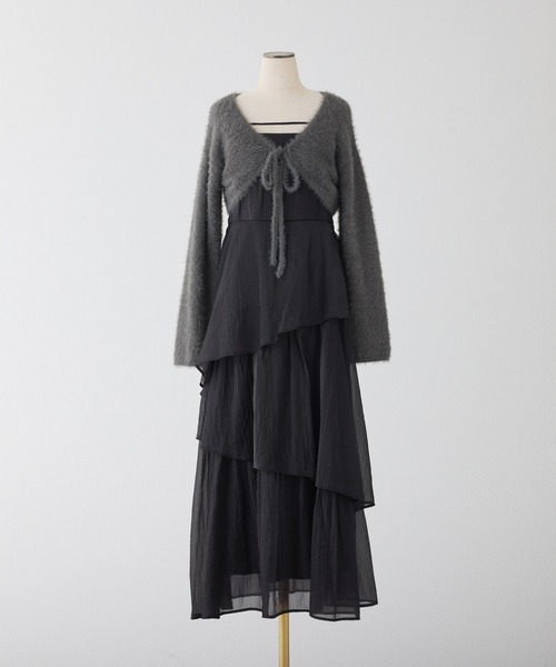 one after another NICE CLAUP（ワンアフターアナザーナイスクラップ）の「ニットボレロ＋ティアードワンピースセット（ワンピース・レディース・グレー系その他/ブラック系その他/ピンク系その他/ベージュ系その他・FREE）」の13枚目の写真