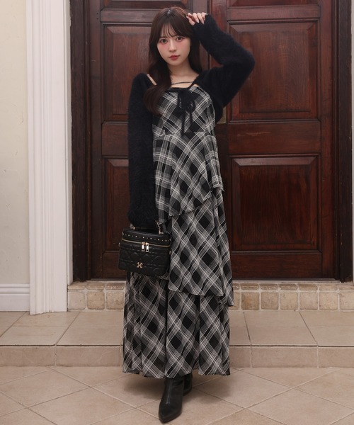 one after another NICE CLAUP（ワンアフターアナザーナイスクラップ）の「ニットボレロ＋ティアードワンピースセット（ワンピース・レディース・グレー系その他/ブラック系その他/ピンク系その他/ベージュ系その他・FREE）」の16枚目の写真