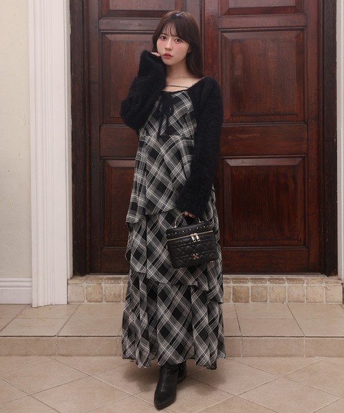 one after another NICE CLAUP（ワンアフターアナザーナイスクラップ）の「ニットボレロ＋ティアードワンピースセット（ワンピース・レディース・グレー系その他/ブラック系その他/ピンク系その他/ベージュ系その他・FREE）」の17枚目の写真