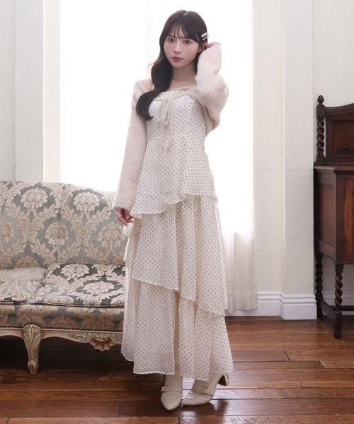 one after another NICE CLAUP（ワンアフターアナザーナイスクラップ）の「ニットボレロ＋ティアードワンピースセット（ワンピース・レディース・グレー系その他/ブラック系その他/ピンク系その他/ベージュ系その他・FREE）」の20枚目の写真