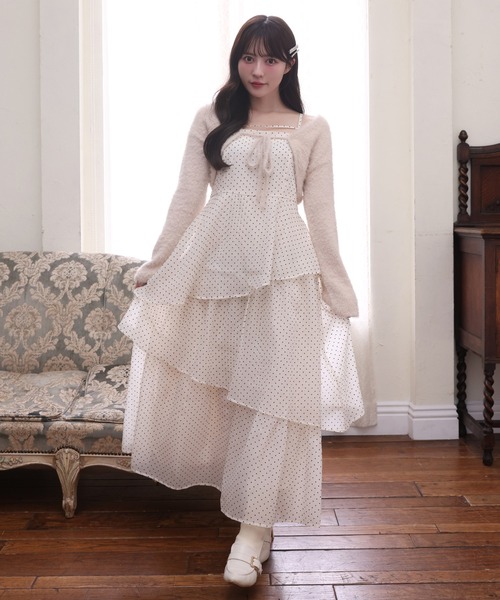 one after another NICE CLAUP（ワンアフターアナザーナイスクラップ）の「ニットボレロ＋ティアードワンピースセット（ワンピース・レディース・グレー系その他/ブラック系その他/ピンク系その他/ベージュ系その他・FREE）」の21枚目の写真