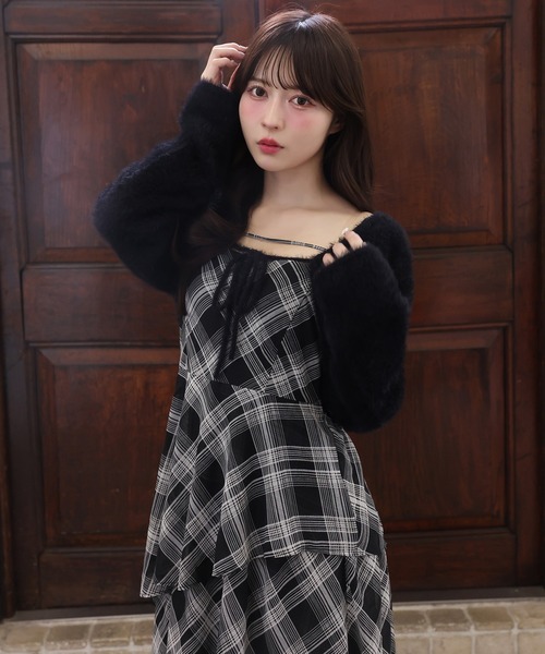 ニットボレロ＋ティアードワンピースセット（ワンピース）｜one after