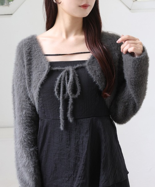 one after another NICE CLAUP（ワンアフターアナザーナイスクラップ）の「ニットボレロ＋ティアードワンピースセット（ワンピース・レディース・グレー系その他/ブラック系その他/ピンク系その他/ベージュ系その他・FREE）」の8枚目の写真