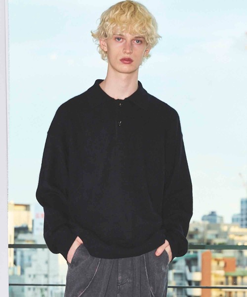 メゾンスペシャル　スーパー140ブラッシュドウールポロシャツ　C.GRY 00 UNISEX》Super140 Brushed Extra Fine Merino Wool Polo Shirt
