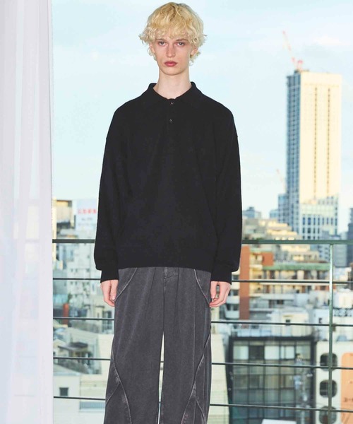 MAISON SPECIAL(メゾンスペシャル)の「《UNISEX》Super140 Brushed Extra Fine Merino Wool Polo Shirt/スーパー140ブラッシュドエクストラファインメリノウールポロシャツ【MAISON SPECIAL/メゾンスペシャル】(ニット/セーター・メンズ・ピンク/チャコールグレー/ブラック・0/1/2)」の11枚目の写真