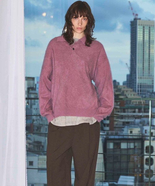 MAISON SPECIAL(メゾンスペシャル)の「《UNISEX》Super140 Brushed Extra Fine Merino Wool Polo Shirt/スーパー140ブラッシュドエクストラファインメリノウールポロシャツ【MAISON SPECIAL/メゾンスペシャル】(ニット/セーター・メンズ・ピンク/チャコールグレー/ブラック・0/1/2)」の17枚目の写真