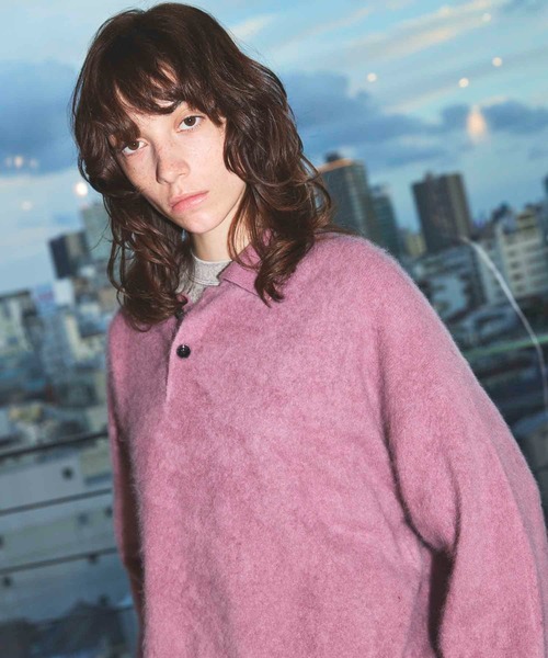 MAISON SPECIAL(メゾンスペシャル)の「《UNISEX》Super140 Brushed Extra Fine Merino Wool Polo Shirt/スーパー140ブラッシュドエクストラファインメリノウールポロシャツ【MAISON SPECIAL/メゾンスペシャル】(ニット/セーター・メンズ・ピンク/チャコールグレー/ブラック・0/1/2)」の20枚目の写真