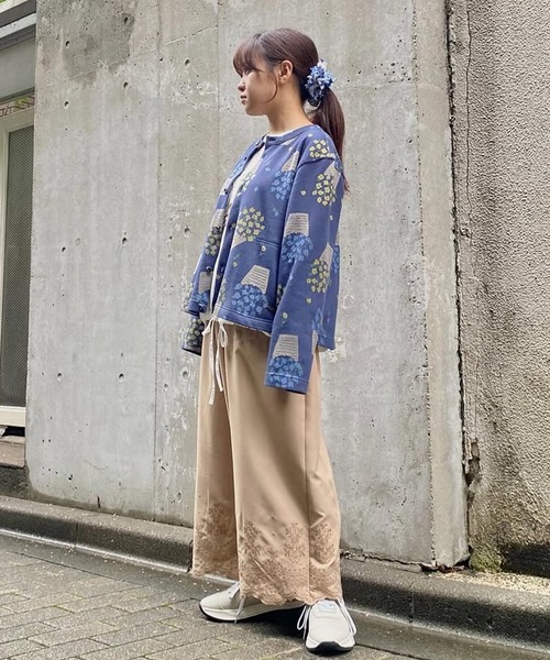 スーパーハッカ（SUPER HAKKA）/コットンポリエステル フラワーポットニットジャカードカーディガン セール】コットンポリエステル フラワーポットニットジャカード