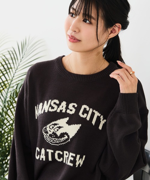 fort point(フォーポイント)の「【C-FORT POINT/フォートポイント】レトロキャラ ジャガードニット(ニット/セーター・レディース・ブラウン/アイボリー/チャコールグレー・FREE)」の2枚目の写真