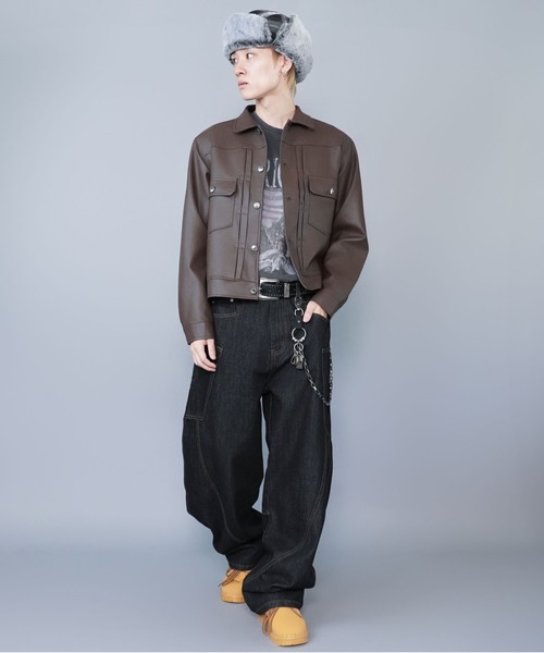 SPINNS（スピンズ）の「2WAYオンブレチャック柄フライトキャップ/防寒/耳当て付き/アビエーター帽/ユニセックス（キャップ・メンズ・ブラック系その他/レッド系その他・ONESIZE）」の8枚目の写真