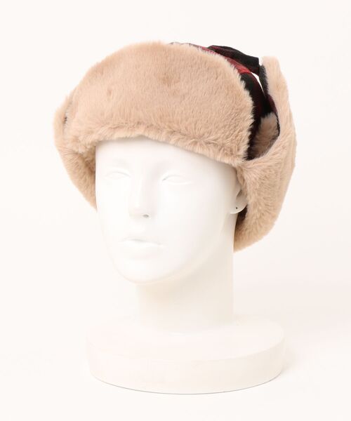 SPINNS（スピンズ）の「2WAYオンブレチャック柄フライトキャップ/防寒/耳当て付き/アビエーター帽/ユニセックス（キャップ・メンズ・ブラック系その他/レッド系その他・ONESIZE）」の17枚目の写真