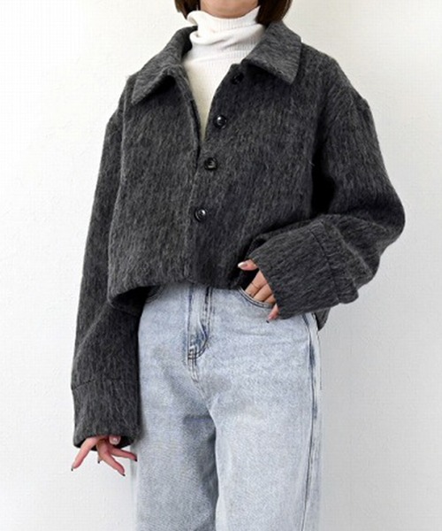 STYLEBLOCK(スタイルブロック)の「シャギーショートジャケット(その他アウター・レディース・ブラック/グレー・M)」の1枚目の写真