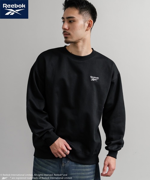 Reebok リーボック オーバーサイズ裏起毛ワンポイントロゴ刺繍クルー