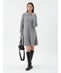 Mila Owen | 襟付きペプラムニットミニワンピース(ニット/セーター)