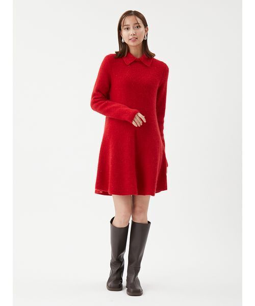 襟付きペプラムニットミニワンピース（ニット/セーター）｜Mila Owen