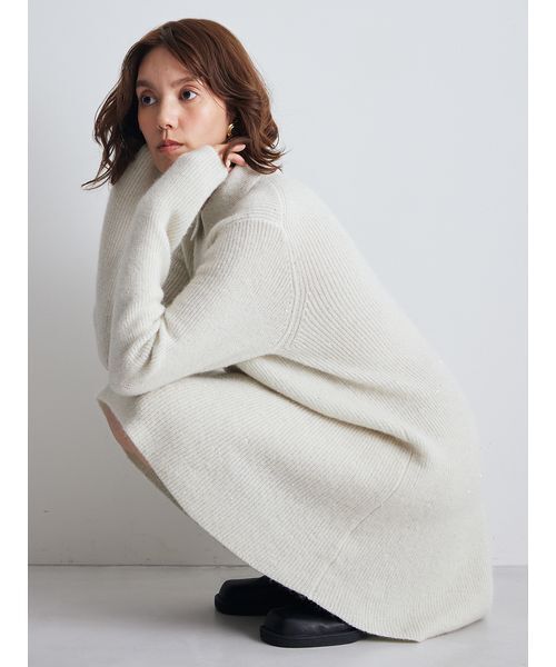 Mila Owen（ミラオーウェン）の「襟付きペプラムニットミニワンピース（ニット/セーター・レディース・グレー/ホワイト/レッド・0/1）」の22枚目の写真