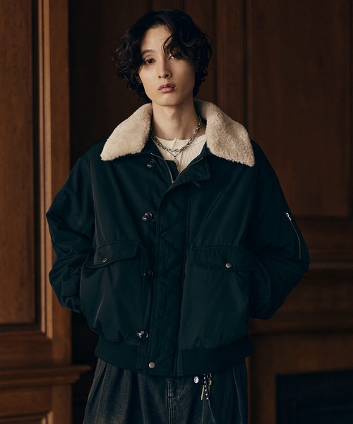 2WAYフライトジャケット / N-2B ミリタリー ジャケット 【襟ファー