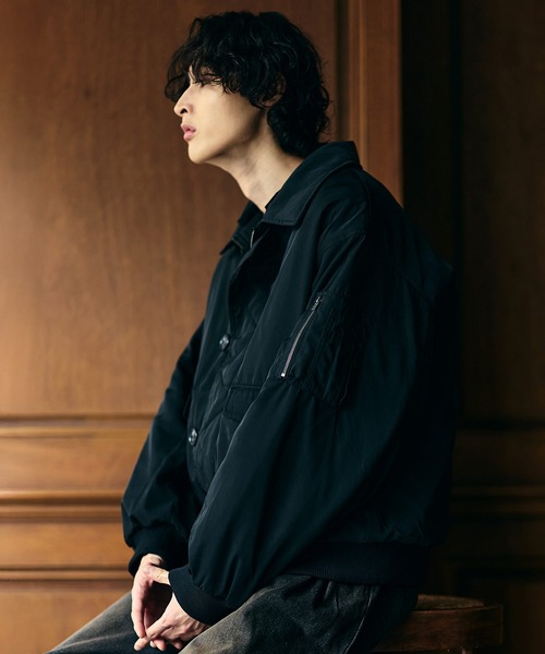 Bleme（ブレム）の「2WAYフライトジャケット / N-2B ミリタリー ジャケット 【襟ファー取り外し可能】（ミリタリージャケット・メンズ・ブラック系/ベージュ系/カーキ系・M/S/XL/L）」の12枚目の写真