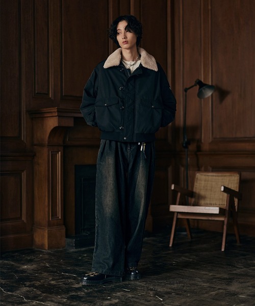 Bleme（ブレム）の「2WAYフライトジャケット / N-2B ミリタリー ジャケット 【襟ファー取り外し可能】（ミリタリージャケット・メンズ・ブラック系/ベージュ系/カーキ系・M/S/XL/L）」の15枚目の写真