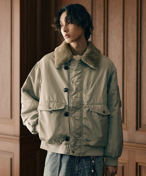 2WAYフライトジャケット / N-2B ミリタリー ジャケット 【襟ファー