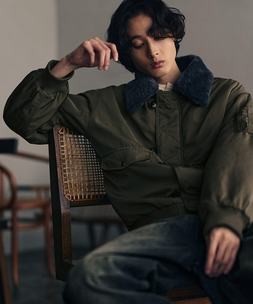 2WAYフライトジャケット / N-2B ミリタリー ジャケット 【襟ファー