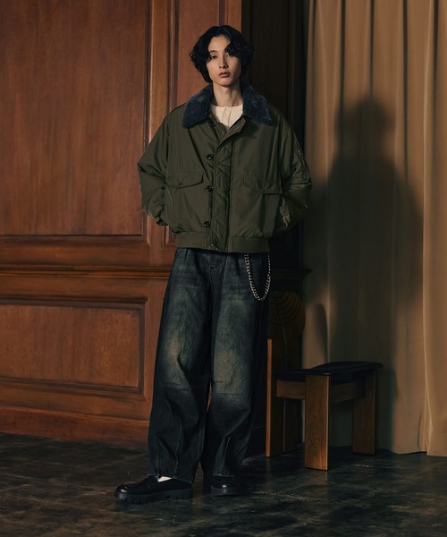 2WAYフライトジャケット / N-2B ミリタリー ジャケット 【襟ファー