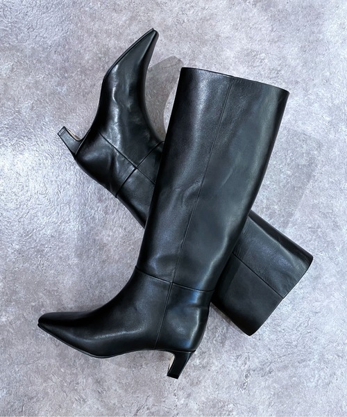 enchanted(エンチャンテッド)の「《APOM》本革ワイドシャフトロングブーツ(ブーツ・レディース・ブラック系その他/ブラウン/ブラック・38/37/36/35/40/39)」の5枚目の写真
