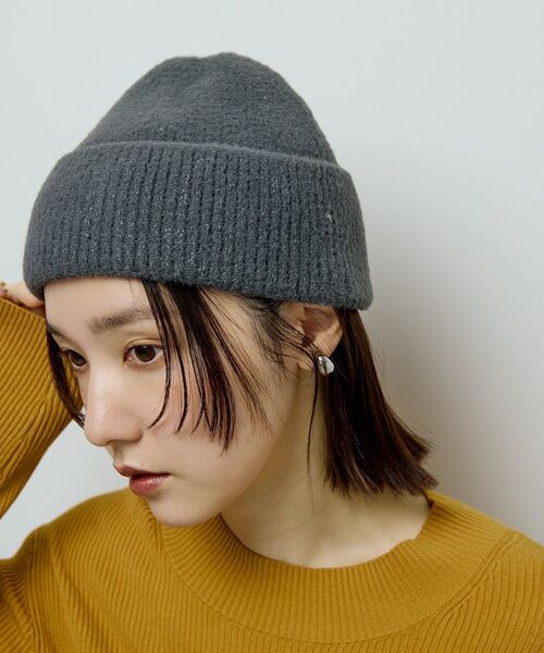 Green　Parks（グリーンパークス）の「ラメニット帽（ニットキャップ/ビーニー・レディース・アイボリー/ブラック/グレー・FREE）」の3枚目の写真