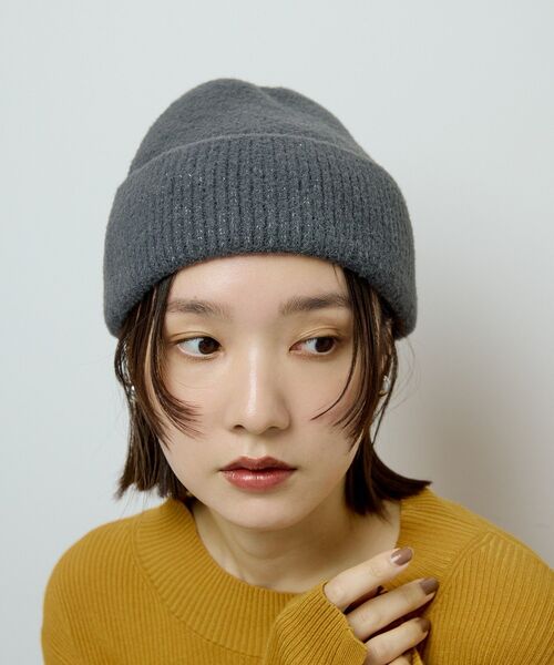 Green　Parks（グリーンパークス）の「ラメニット帽（ニットキャップ/ビーニー・レディース・アイボリー/ブラック/グレー・FREE）」の21枚目の写真