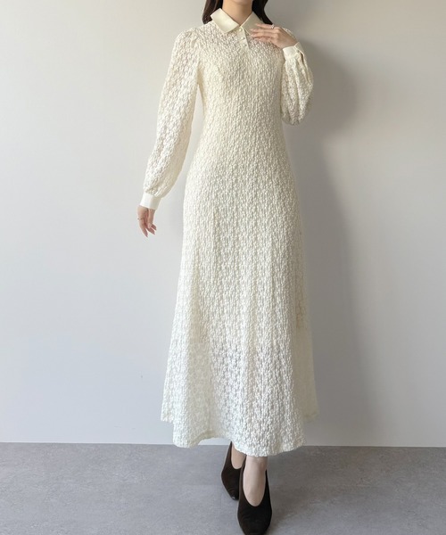 mipiarl（ミピアール）の「レースポロワンピース（ぺチワンピースセット）（ワンピース・レディース・アイボリー/ブラック・LARGE/MEDIUM/SMALL）」の13枚目の写真