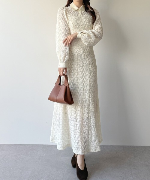 mipiarl（ミピアール）の「レースポロワンピース（ぺチワンピースセット）（ワンピース・レディース・アイボリー/ブラック・LARGE/MEDIUM/SMALL）」の14枚目の写真
