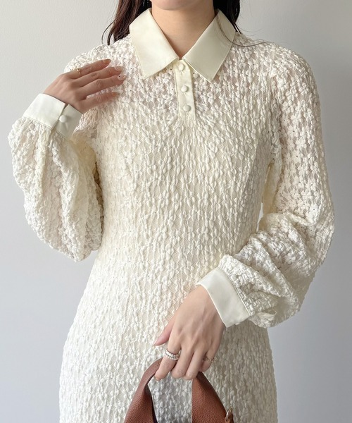 mipiarl（ミピアール）の「レースポロワンピース（ぺチワンピースセット）（ワンピース・レディース・アイボリー/ブラック・LARGE/MEDIUM/SMALL）」の15枚目の写真