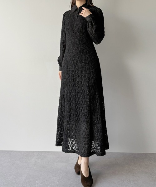 mipiarl（ミピアール）の「レースポロワンピース（ぺチワンピースセット）（ワンピース・レディース・アイボリー/ブラック・LARGE/MEDIUM/SMALL）」の10枚目の写真