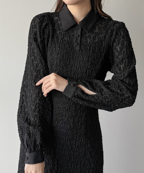 mipiarl（ミピアール）の「レースポロワンピース（ぺチワンピースセット）（ワンピース・レディース・アイボリー/ブラック・LARGE/MEDIUM/SMALL）」の3枚目の写真