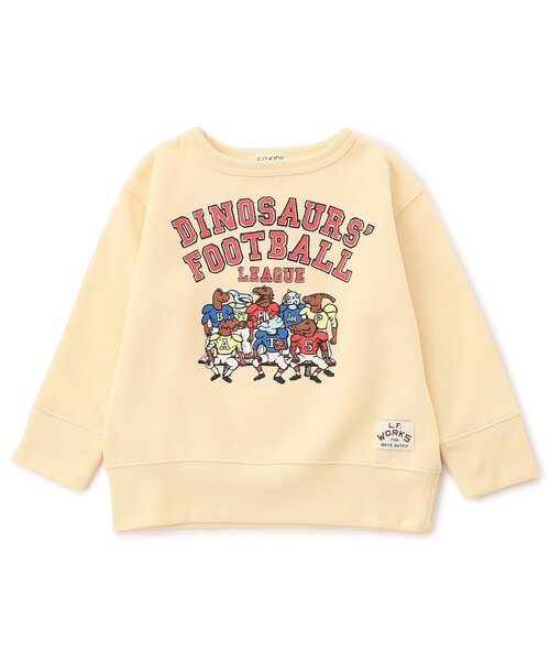 F.O.KIDS(エフオーキッズ)の「【ジュニア対応】カレッジロゴ風DINOトレーナー(スウェット・キッズ・エメラルド/キナリ/ブラウン・80/90/100/110/120/130/140)」の3枚目の写真