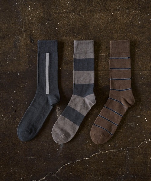 HARUSAKU CC(ハルサクシーシー)の「HARUSAKU CC:カジュアル クルーソックス3Pセット(ソックス/靴下・メンズ・グリーン/ブラウン/チャコールグレー・M/L)」の4枚目の写真