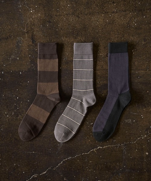 HARUSAKU CC(ハルサクシーシー)の「HARUSAKU CC:カジュアル クルーソックス3Pセット(ソックス/靴下・メンズ・グリーン/ブラウン/チャコールグレー・M/L)」の5枚目の写真