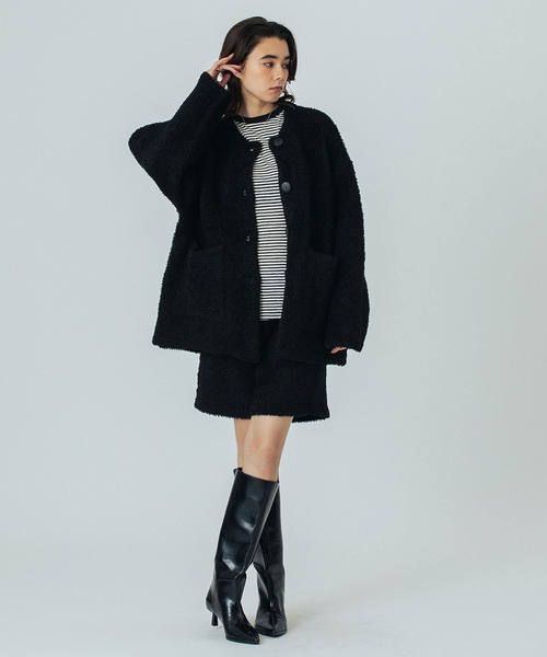 ROSE BUD（ローズバッド）の「KNIT CARDIGAN（カーディガン/ボレロ・レディース・ブラウン/ブラック・ONE SIZE）」の14枚目の写真
