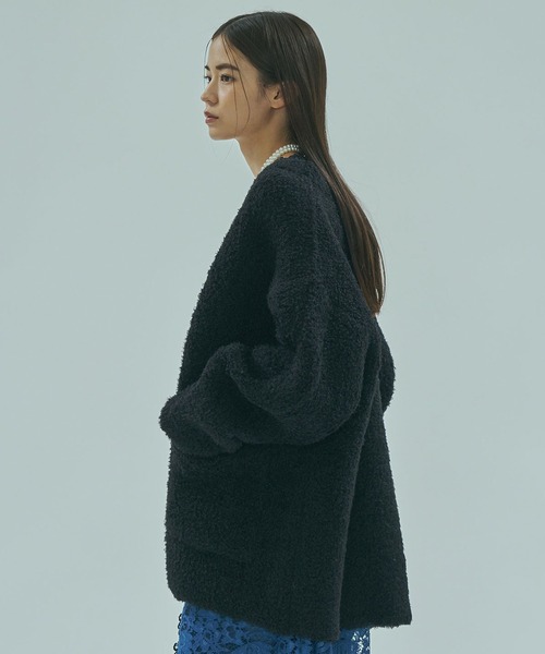 ROSE BUD（ローズバッド）の「KNIT CARDIGAN（カーディガン/ボレロ・レディース・ブラウン/ブラック・ONE SIZE）」の4枚目の写真